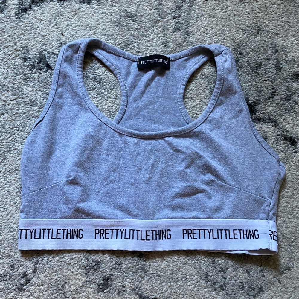 SOLD* grey prettylittlething cotton sports bra
